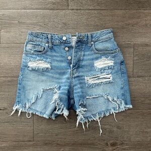 Forever 21 Light Blue Distressed Jean Shorts